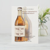 Funny Beer Bottle Cold One Old One Birthday Party 招待状 (スタンド正面)