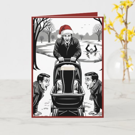 Funny beer Christmas カード (黄色い花)