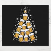 Funny Beer Christmas Tree Holiday Drinking ビールラベル (シングルラベル)