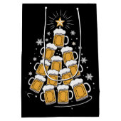 Funny Beer Christmas Tree Holiday Drinking ミディアムペーパーバッグ (裏面)