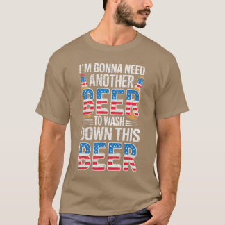 Funny Beer Drinking USA Flag 4th of July Retro Men Tシャツ