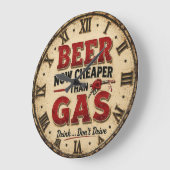Funny Beer Garage Decor ラージ壁時計 (傾斜)