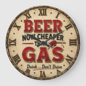 Funny Beer Garage Decor ラージ壁時計 (正面)