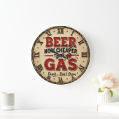 Funny Beer Garage Decor ラージ壁時計 (ホーム)
