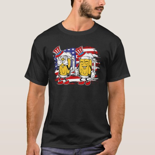 Funny Beer Griddy Dance 4th of July America Indepe Tシャツ (正面)
