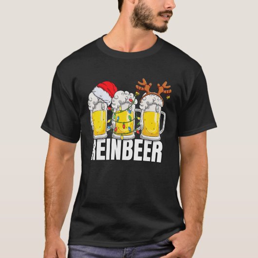 Funny Beer Lover Xmas Christmas Brewdolph The Rein Tシャツ (正面)