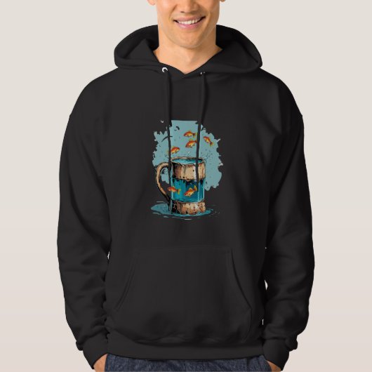 Funny Beer Mug with Fish Hoodie パーカ (正面)