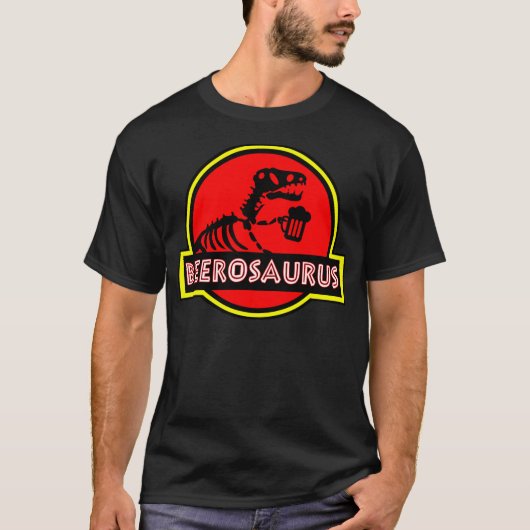 Funny BeeroSaurus Dinosaur Beer Drinker Lover Gift Tシャツ (正面)
