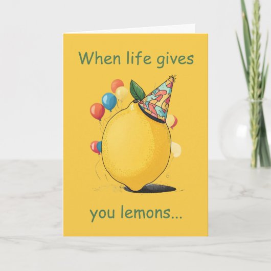 Funny Belated Birthday Message: Lemon Theme カード (正面)