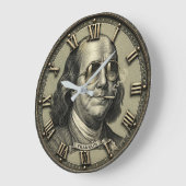Funny Benjamin Franklin Money Art Vintage  ラージ壁時計 (傾斜)