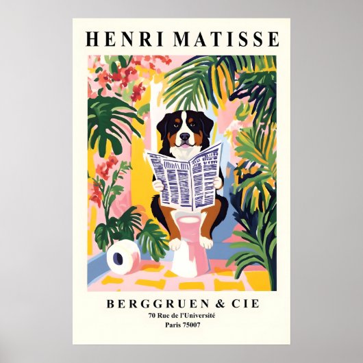 Funny Bernese Mountain Dog Art - Matisse Style ポスター (正面)