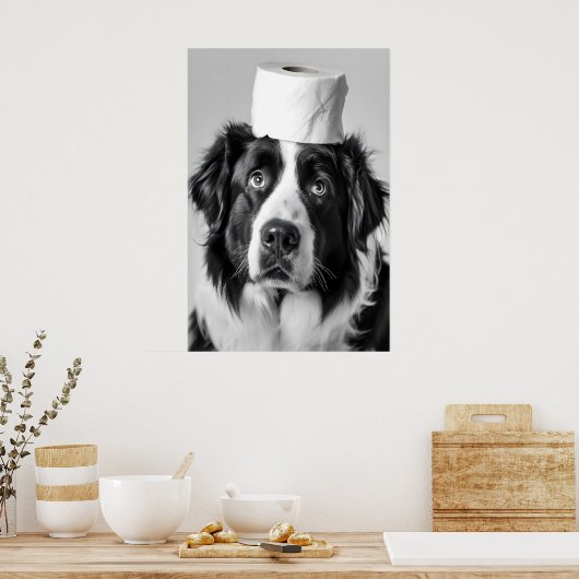 Funny Bernese Mountain Dog Bathroom Print, Toilet ポスター (キッチン)
