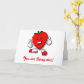 Funny Berry nice unique strawberry pun quote カード (黄色い花)