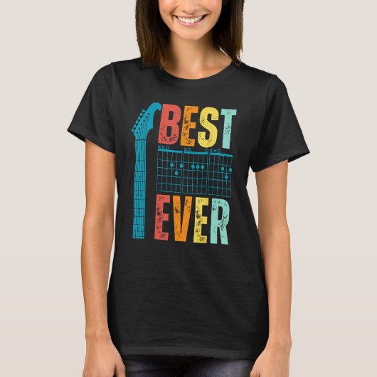 funny best guitar dad ever guitar chords for guita tシャツ (正面)