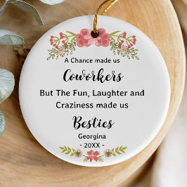 Funny bestie coworker floral wreath personalized セラミックオーナメント