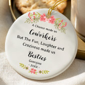Funny bestie coworker floral wreath personalized セラミックオーナメント