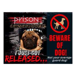 Funny Beware of Dog Poster – Guard Dog Wall Art ポスター