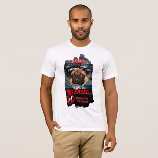 Funny Beware of Dog T-Shirt – Men’s Guard Dog Tee Tシャツ (正面フル)