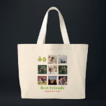 Funny BFF PHOTO COLLAGE Gift Personalized AVOCADO ラージトートバッグ<br><div class="desc">Super cute kawaii Avocado best friends themed photo collage gift. Perfect gift for your BFF on Friendship day, for her or his birthday, Christmas or as a leaving, missing you keepsake gift. Add your friendship photo showing fun times, holidays, games, sports, sharing a hobby, selfies, nights out. days out, insta...</div>