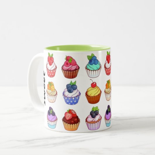 Funny bicolour cupcake coffee mug マグカップ (正面左)