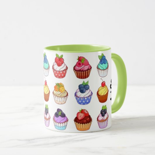 Funny bicolour cupcake coffee mug マグカップ (正面右)