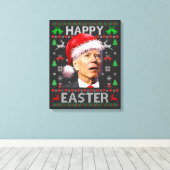 Funny Biden Confused Happy Easter Ugly Christmas キャンバスプリント (インサイチュ (ウッドフロア))