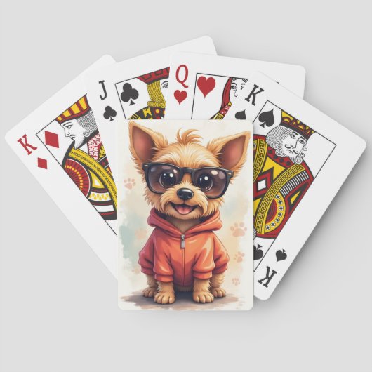 Funny Biewer Terrier Kawaii Dog トランプ (裏面)
