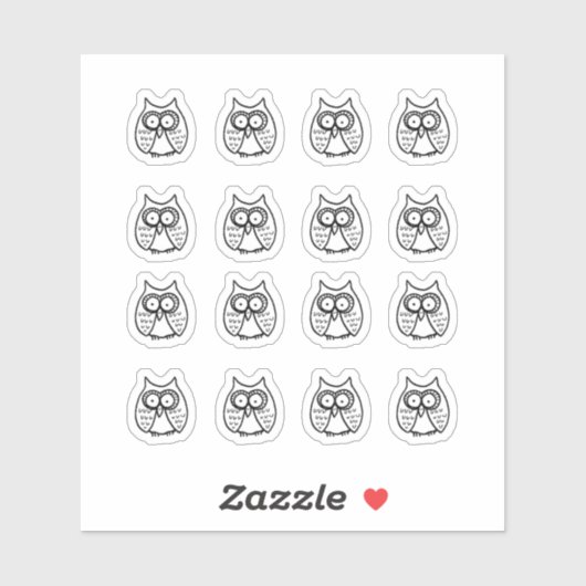 Funny Big Eyes Cartoon Owls シール (シート)