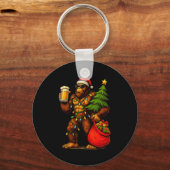 Funny Big Foot Santa Hat Drink Christmas Tree Xmas キーホルダー (正面)