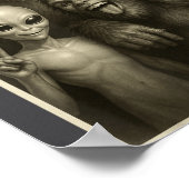 Funny Bigfoot, Alien, &amp; Yeti Sasquatch Rock On ポスター (角)