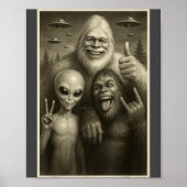 Funny Bigfoot, Alien, & Yeti Sasquatch Rock On ポスター (正面)