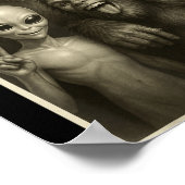 Funny Bigfoot, Alien, &amp; Yeti Sasquatch Rock On ポスター (角)