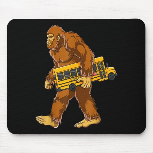 Funny Bigfoot Bus Driver Sasquatch School Bus Love マウスパッド (正面)