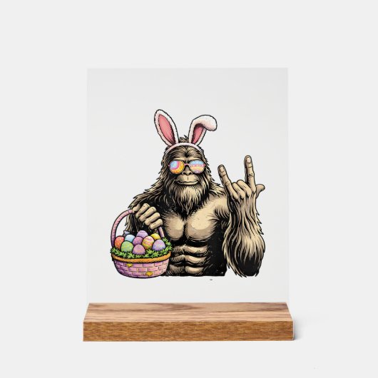 Funny Bigfoot Easter Egg Rock Sasquatch Easter Day アクリルサイン (正面)