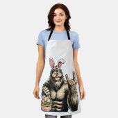 Funny Bigfoot Easter Egg Rock Sasquatch Easter Day エプロン (着用した状態)