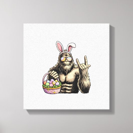 Funny Bigfoot Easter Egg Rock Sasquatch Easter Day キャンバスプリント (正面)