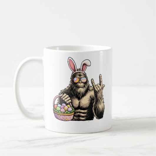 Funny Bigfoot Easter Egg Rock Sasquatch Easter Day コーヒーマグカップ (左)