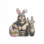 Funny Bigfoot Easter Egg Rock Sasquatch Easter Day シール (正面)