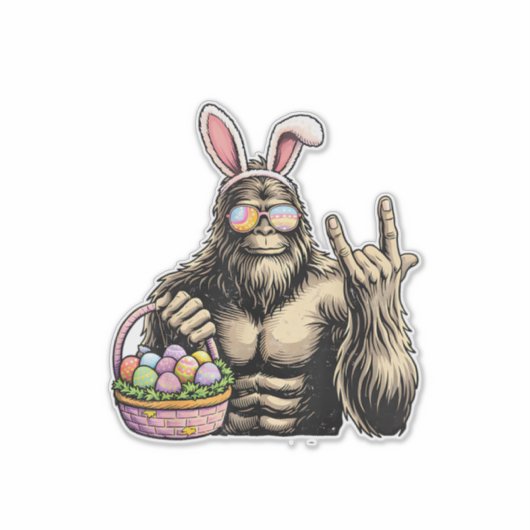 Funny Bigfoot Easter Egg Rock Sasquatch Easter Day シール (正面)