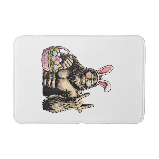 Funny Bigfoot Easter Egg Rock Sasquatch Easter Day バスマット (正面)