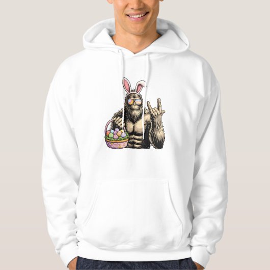 Funny Bigfoot Easter Egg Rock Sasquatch Easter Day パーカ (正面)