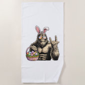 Funny Bigfoot Easter Egg Rock Sasquatch Easter Day ビーチタオル (正面)