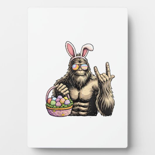Funny Bigfoot Easter Egg Rock Sasquatch Easter Day フォトプラーク (正面)