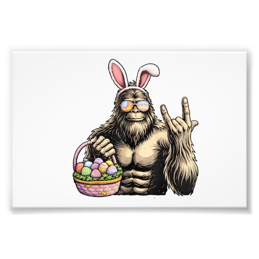 Funny Bigfoot Easter Egg Rock Sasquatch Easter Day フォトプリント (正面)