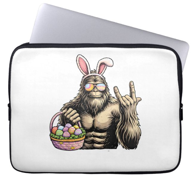 Funny Bigfoot Easter Egg Rock Sasquatch Easter Day ラップトップスリーブ (正面)