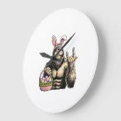 Funny Bigfoot Easter Egg Rock Sasquatch Easter Day ラージ壁時計 (傾斜)