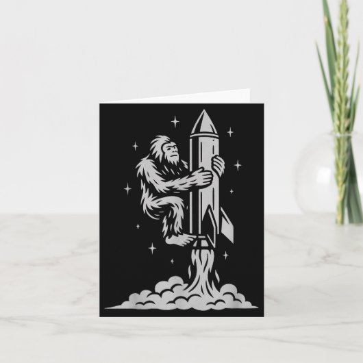 Funny Bigfoot Flying Into Space With Stars And Cos カード (正面)