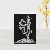Funny Bigfoot Flying Into Space With Stars And Cos カード (黄色い花)