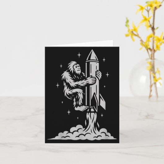 Funny Bigfoot Flying Into Space With Stars And Cos カード (黄色い花)