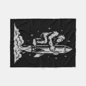 Funny Bigfoot Flying Into Space With Stars And Cos フリースブランケット (正面(横))